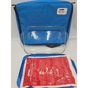 Pyrex Portables Insulated Carrier Glass Baking Casserole Safe Clear Storage Blue